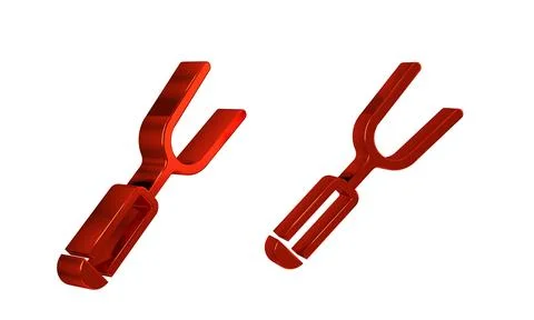 Red Barbecue fork icon isolated on transparent background. BBQ fork sign. B.. Stock Illustration