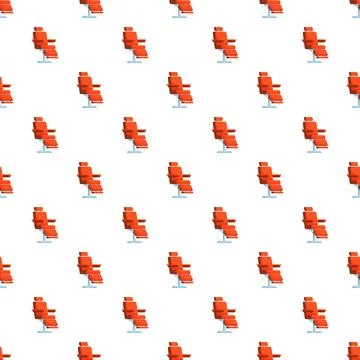Red barber chairs seamless pattern background Stock Illustration