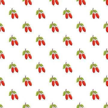 Red barberry berries seamless pattern on white background Illustrazione stock