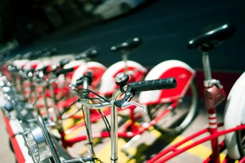Red Barca bikes Stock Photos