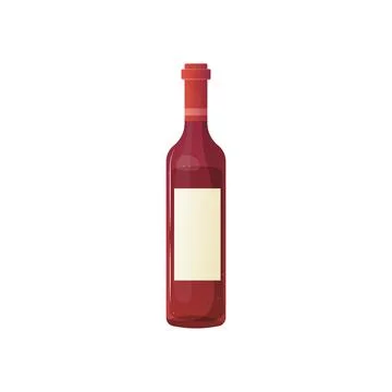 Red bard wine bottle with empty label. vector illustration on white backgroun Stock Illustration