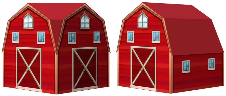 Red barn in 3D design Stock Illustration