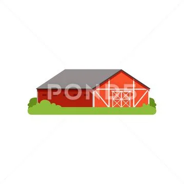 Red barn, agricultural building, countryside life object vector Illustration Stock Illustration