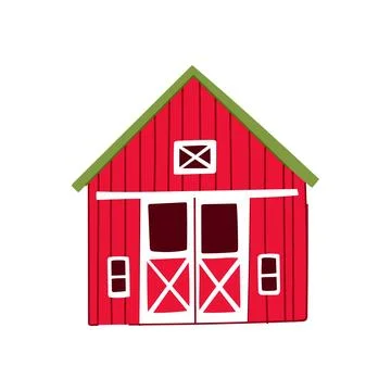 Red barn building icon representing agriculture and farming Ilustración de archivo