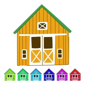 Red barn building icon representing agriculture and farming graphic Ilustración de archivo