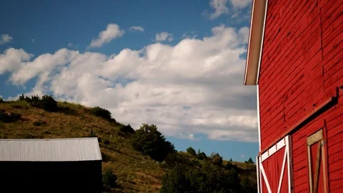 Red Barn with clouds timelapse Stock Footage 82721675