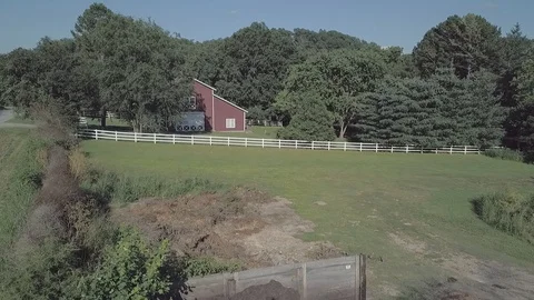 Red Barn in the country Stock Footage 111496683