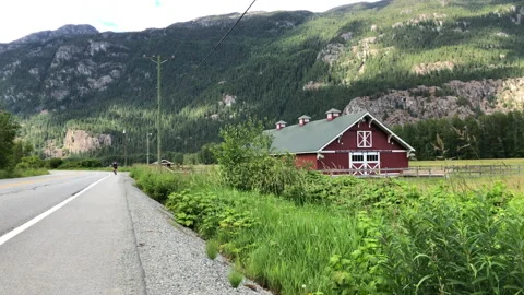Red barn in the country Stock Footage 146988805