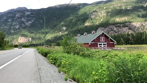 Red barn in the country Stock Footage 146989314