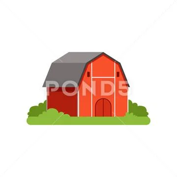 Red barn, farm building, countryside life object vector Illustration Stock Illustration