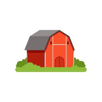 Red barn, farm building, countryside life object vector Illustration Stock Illustration