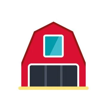 Red barn farm building flat vector illustration icon Ilustración de archivo