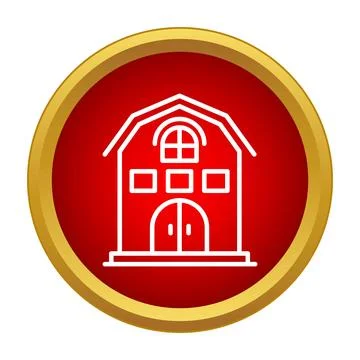 Red barn farm building line art icon Ilustración de archivo