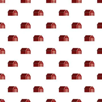 Red barn farm building seamless pattern background Stock Illustration