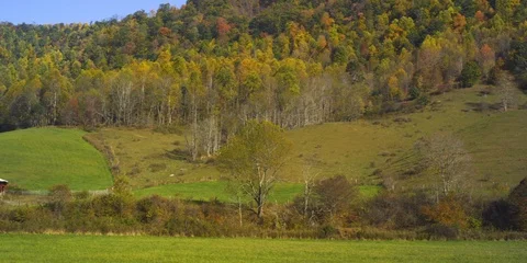 Red barn on a farm Stock Footage 103783376