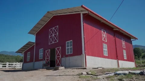 Red Barn on Farm. Stock Footage 293741187