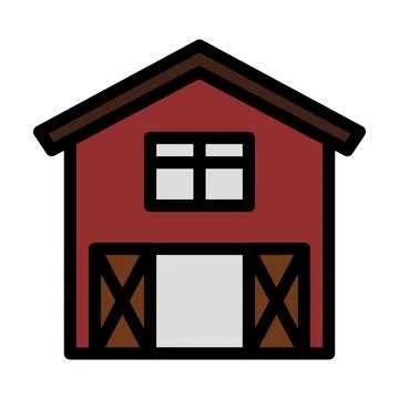 Red barn house flat Stock Illustration