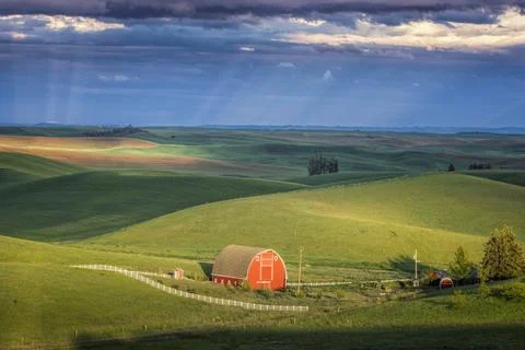 Red Barn in the Palouse Stock Photos