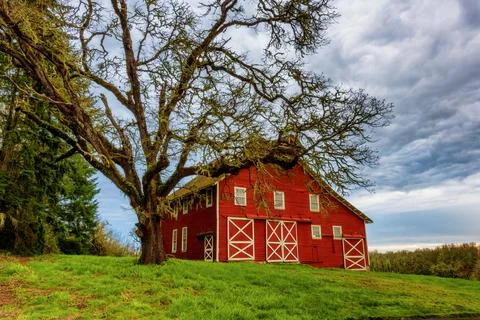 Red Barn in a rural setting Stock Photos