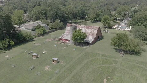 Red Barn with silo Stock Footage 113029432