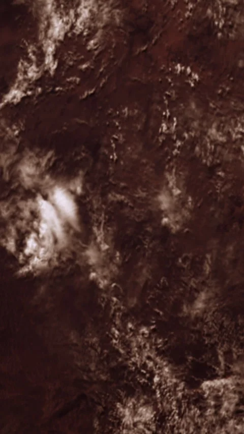 Red Barren Mars-Like Planet with Thin Atmosphere and Rings in Space Close Sho Video stock 257249354