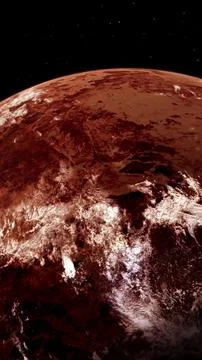 Red Barren Mars-Like Planet with Thin Atmosphere from Space Close Shot Stock Illustration