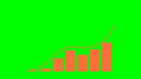 Red bars of chart. Growth line of chart. Growth of the exchange rate. Prices Stock Footage 304261000
