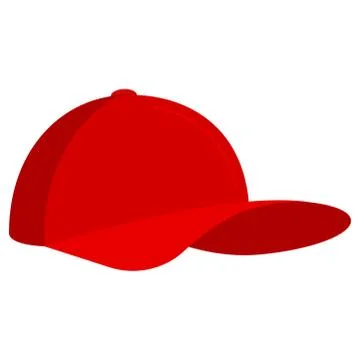 Red baseball cap icon flat style vector illustration isolated on white backgr Stock Illustration