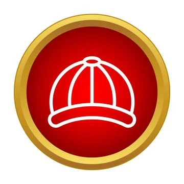 Red baseball cap icon representing headwear and sport Stock Illustration