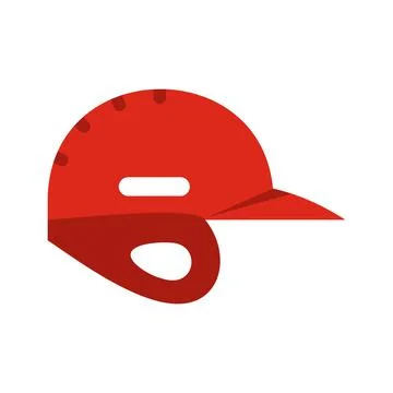 Red baseball helmet flat icon Stock Illustration