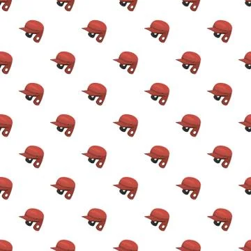 Red baseball helmet pattern Stock Illustration