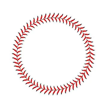Red Baseball Stitch Circle Frame. Vector illustration on white Stock Illustration