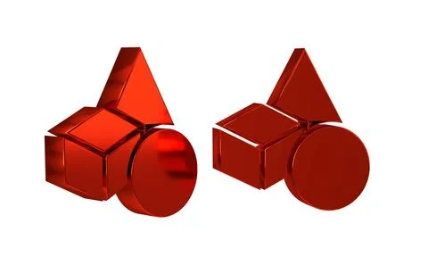 Red Basic geometric shapes icon isolated on transparent background. Stock Illustration
