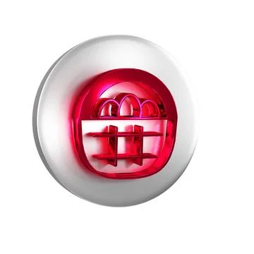 Red Basket with easter eggs icon isolated on transparent background. Happy .. Illustrazione stock