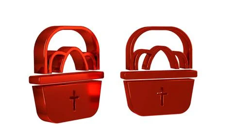 Red Basket with easter eggs icon isolated on transparent background. Happy .. Ilustración de archivo