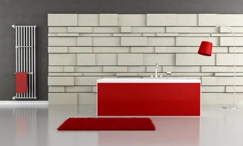 Red bathroom Stock Illustration