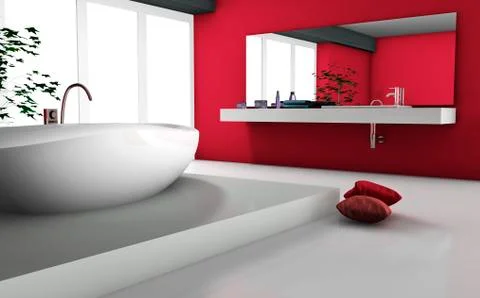 Red bathroom Stock Illustration