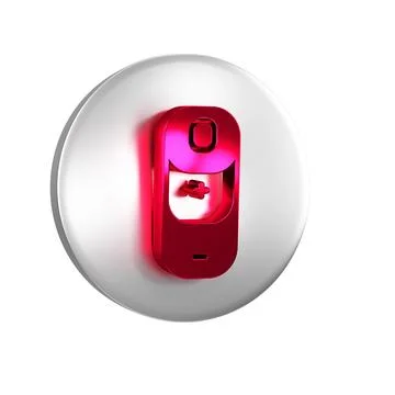 Red Battery charge level indicator icon isolated on transparent background... Stock Illustration