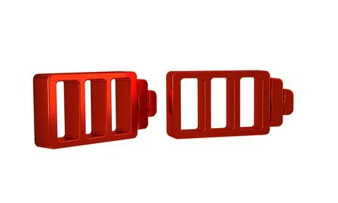 Red Battery charge level indicator icon isolated on transparent background. Stock Illustration