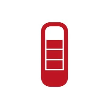 Red battery error logo charge warning symbol Stock Illustration
