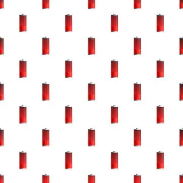 Red battery icon low power level seamless pattern 스톡 일러스트