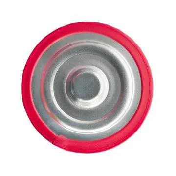 Red battery top view Foto stock