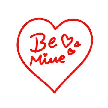 Red Be Mine Lettering Inside A Heart Stock Illustration