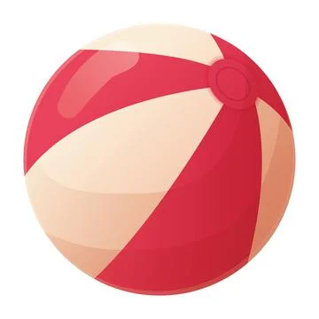 Red beach ball. Big stiped inflate rubber ball for water polo games. Summer l Stock Illustration