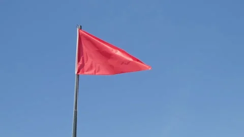 Red beach flag in wind, no swimming Vidéo 308734477