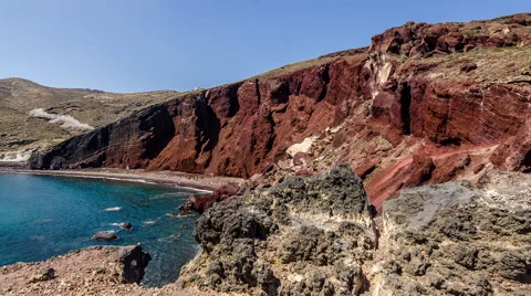 Red Beach - Santorini Stock Footage 52199357