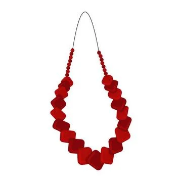Red bead necklace with large square beads and small round beads Stock Photos