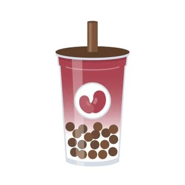 Red bean Bubble tea, Pearl milk tea vector illustration Stock Illustration
