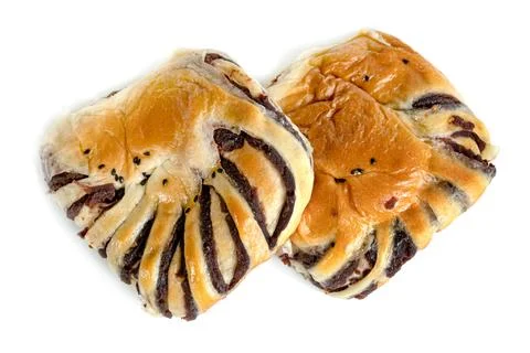Red Bean Paste Bread isolated on white background Stock Photos