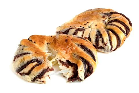 Red Bean Paste Bread isolated on white background Stock Photos